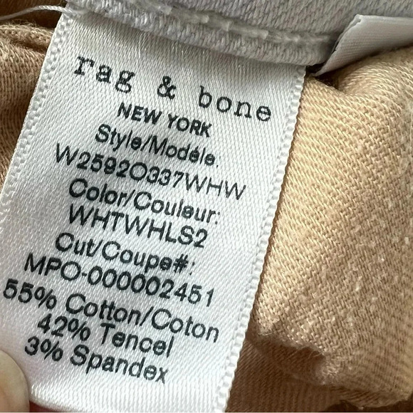 Rag & Bone Dre Low Rise Ankle Slim Boyfriend Jeans White W/ Holes Denim Women 26 - Picture 9 of 9